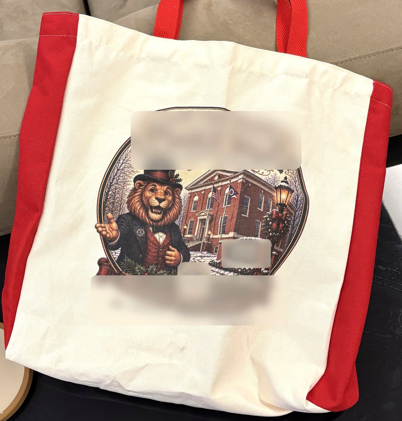 Front of the redesigned tote with its full-bleed event print