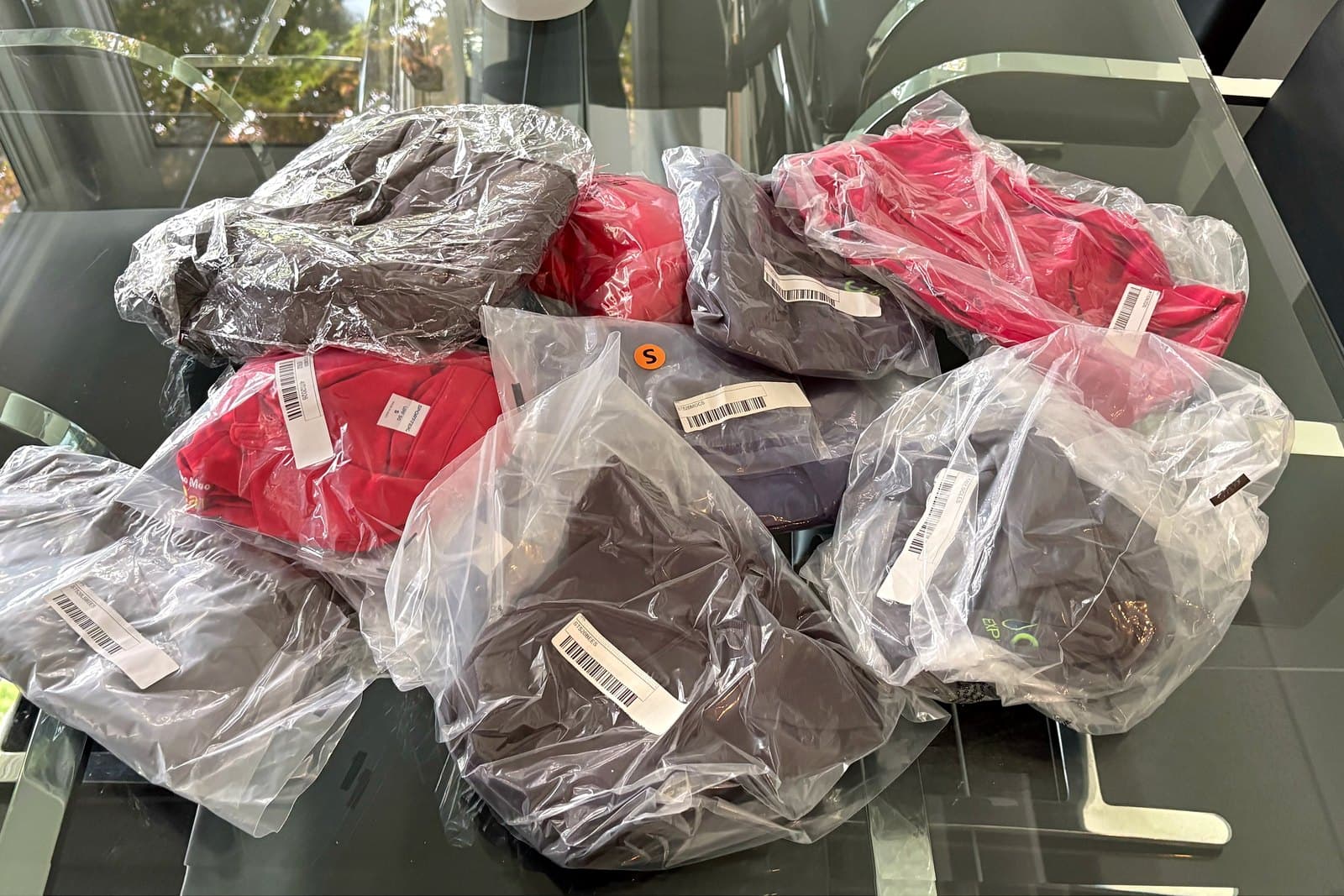 Garments loosely packed in polybags